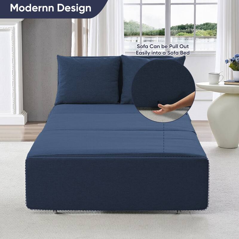 Mixoy Full Size Queen Size Sofa Bed,2 in 1 Convertible Linen 1-Seater/Loveseat Sleeper Sofa Couch with Cushions