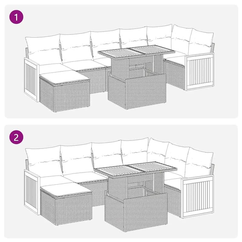 vidaXL Garden Sofa Set Black, White - 112.6 x 47.6 x 33.5