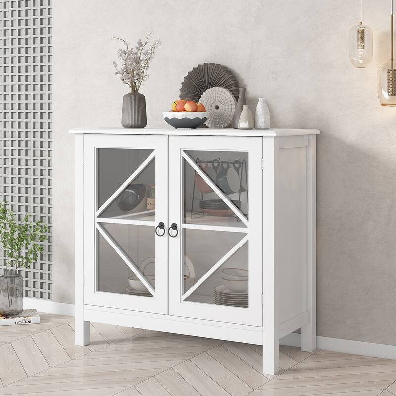 Kitchen cabinet with double glass doors