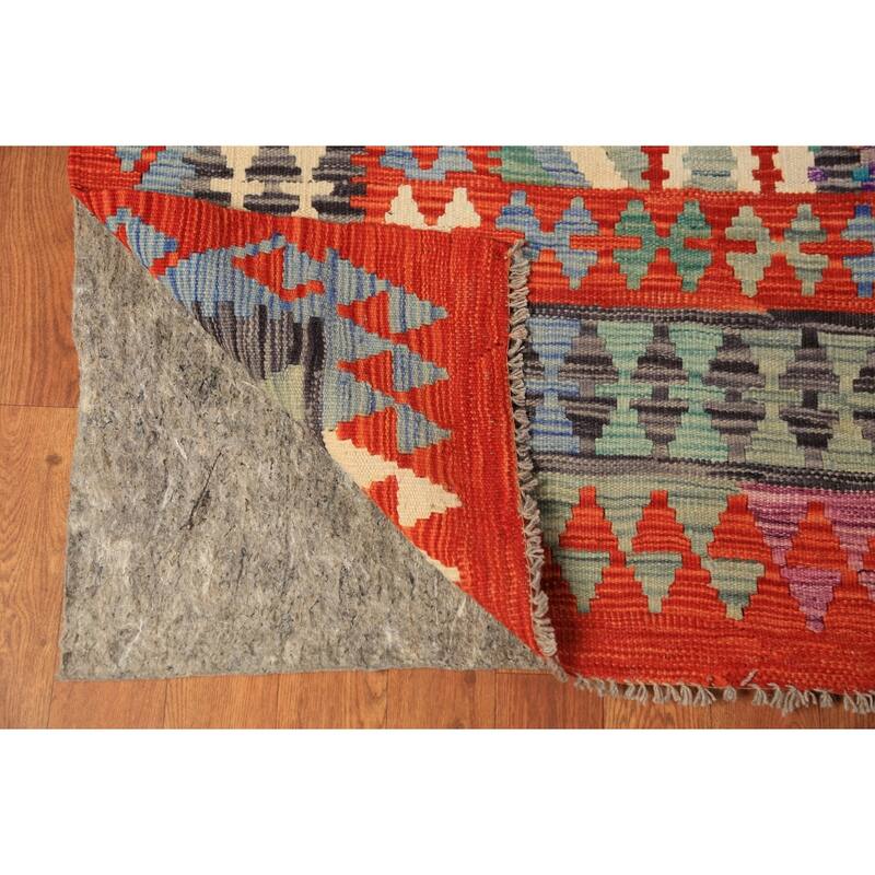 Kilim Oriental Area Rug Flatweave Reversible Wool Carpet - 8'7"x 9'10"