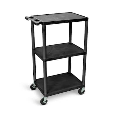 42"H 3-Shelf Plastic Utility Cart - N/A
