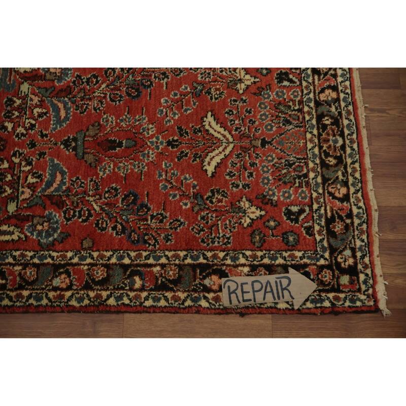 Hand Knotted Oriental 100% Wool Carpet Traditional Floral Oranges & Rust Hamedan Runner Rug - 17' 9'' X 2' 9''
