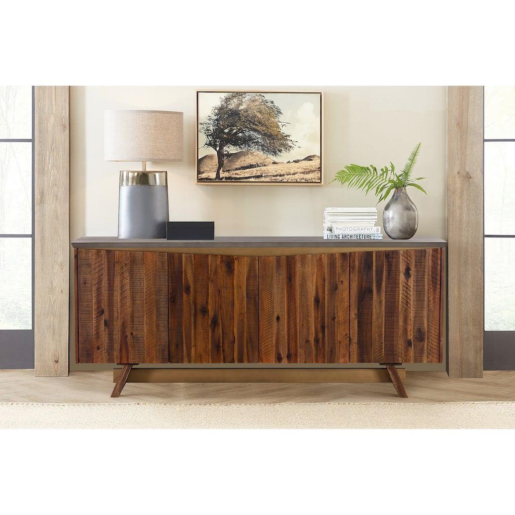 Picadilly Modern Solid Wood and Concrete 4 Door Buffet