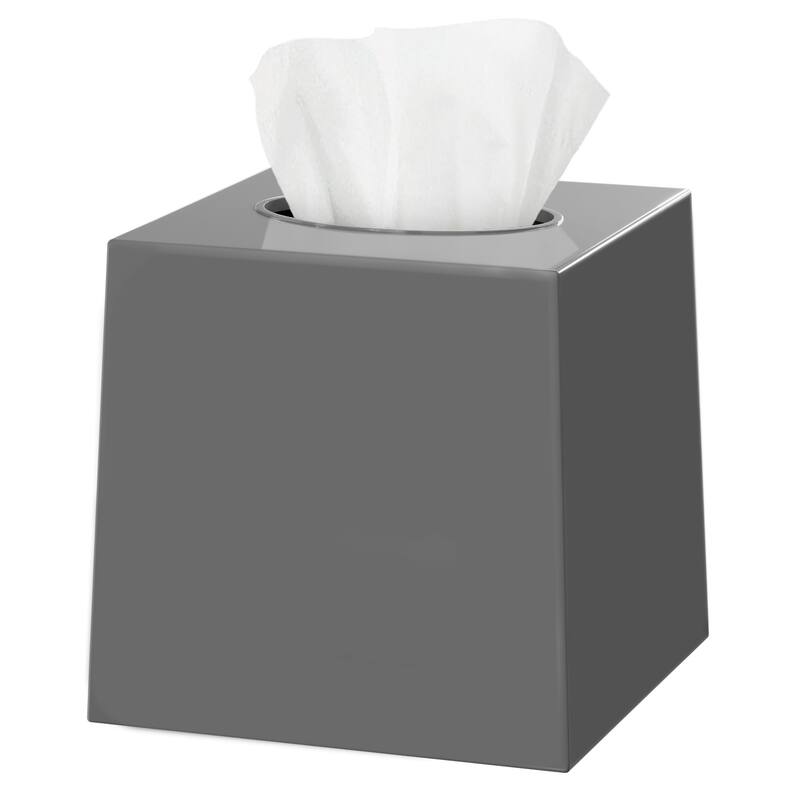 DWËLLZA HOME Square Gray Plastic Tissue Box Cover - Grey