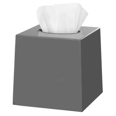 DWËLLZA HOME Square Gray Plastic Tissue Box Cover - Grey