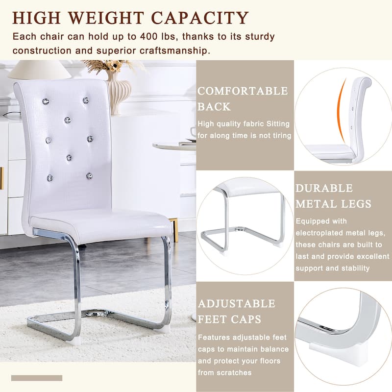 Set of 2 Dining Chair White Side Chair Kitchen Chair Leisure Chair Lounge Chair Office Chair Armless Chair