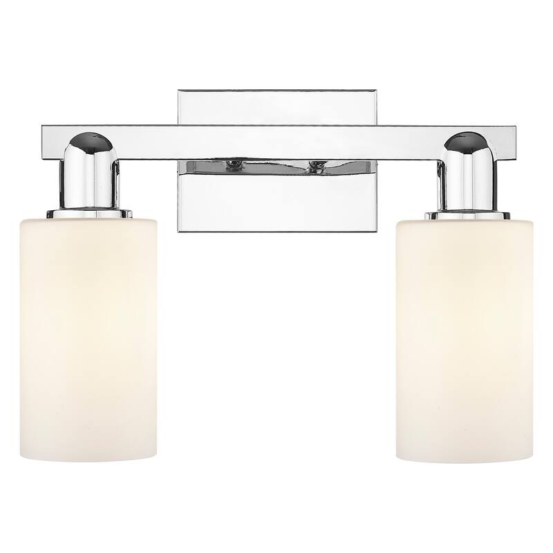 Innovations Lighting 716-2W-11-15 Clymer Vanity Clymer 2 Light 15" - Polished Chrome / Matte White