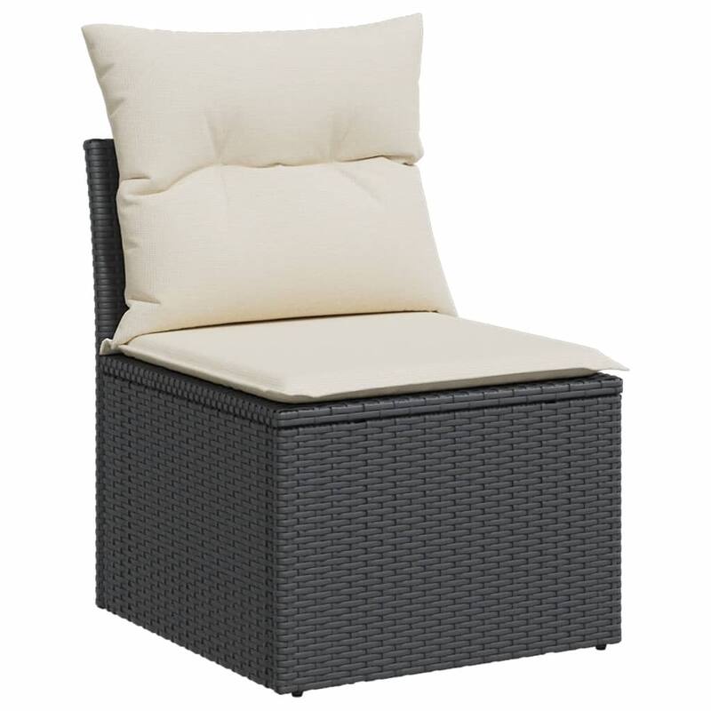 vidaXL Patio Sofa with Cushions Outdoor Seating Sectional Sofa Poly Rattan