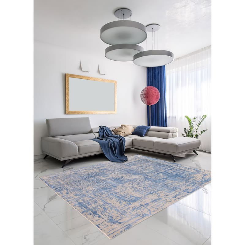 ECARPETGALLERY Hand-knotted Legacy Dark Blue Silk, Wool Rug - 8'8 x 11'11