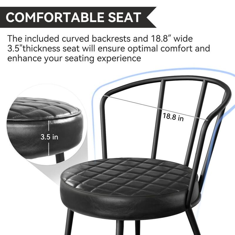 Set of 2 Leather Dining Chairs with Metal Frame