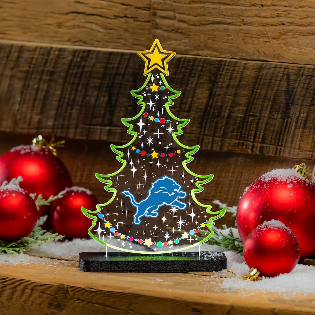 10" LED Tabletop Christmas Tree Desklite Sign, Detroit Lions