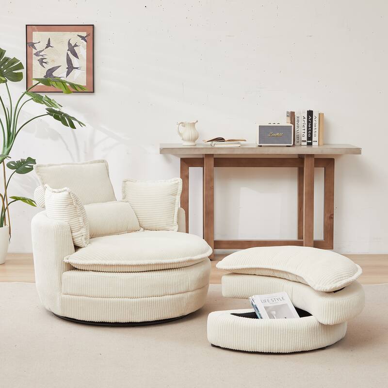52" Cuddle Sofa Chair with Ottoman for Comfort