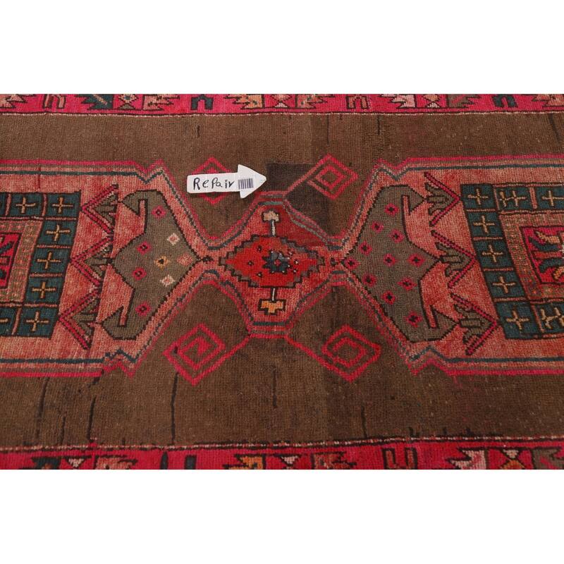 Ardebil Persian Vintage Runner Rug Hand-knotted Wool Carpet - 3'10" x 13'2"