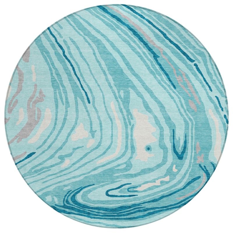 Machine Washable Indoor/ Outdoor Abstract Brushstrokes Chantille Rug