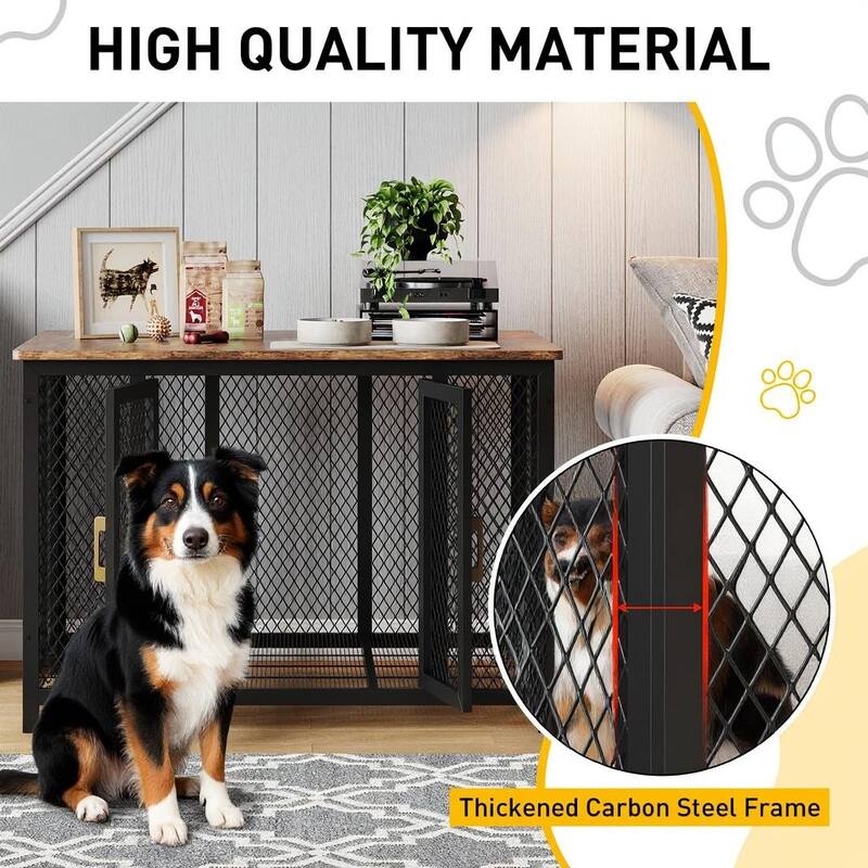 Flip Top Dog Crate Furniture, with 2 Doors and Latches Kennel