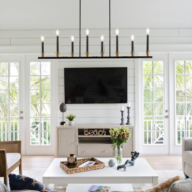 Kitchen Island Lights Linear Farmhouse Chandelier Linear Candle Chandelier - 8-Light