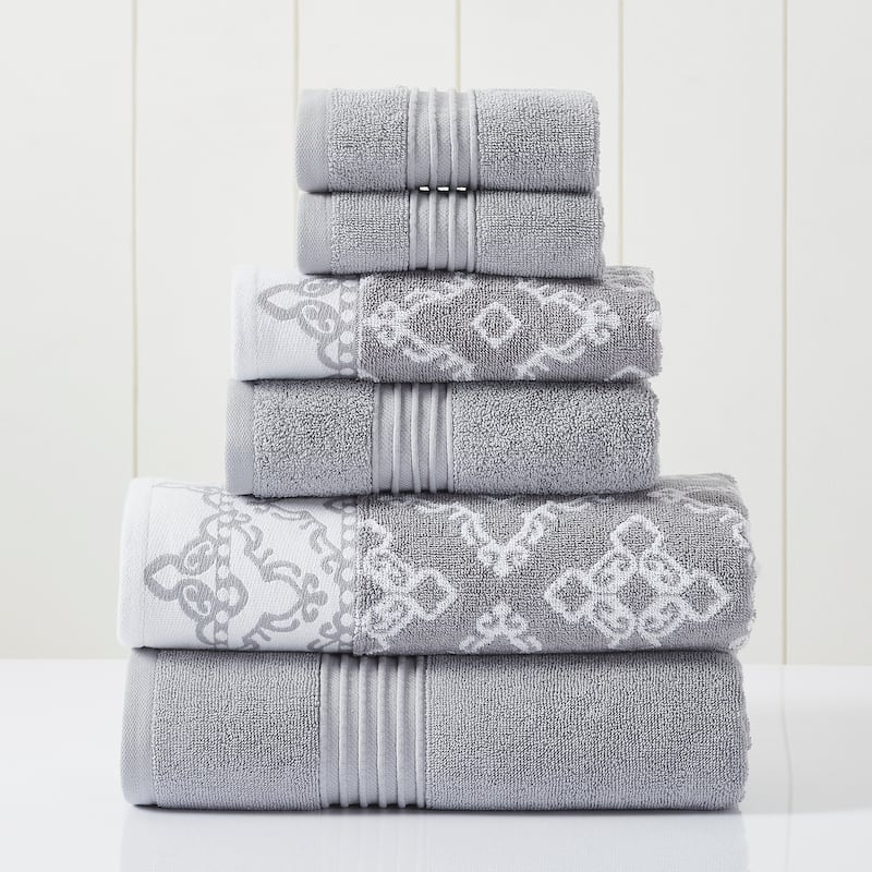 Modern Threads Charlize 6-Piece Yarn Dyed Jacquard Towel Set - Stone