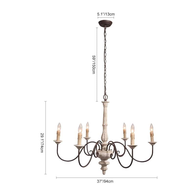 6-light Weathered Wood Candle Style Chandelier