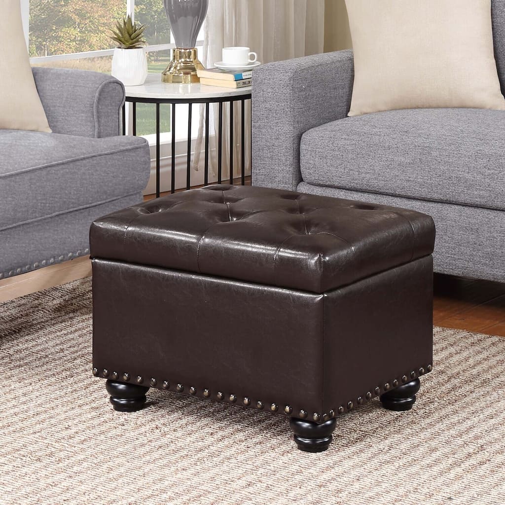 Storage Ottoman - Versatile Upholstered Seat with Hidden Storage Compartment for Home, Office, or Living Room Use