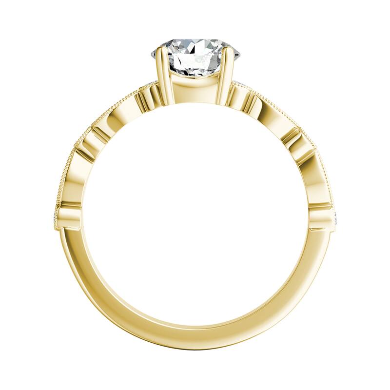 Auriya 14k Gold 1/2ct Vintage Round Moissanite Engagement Ring