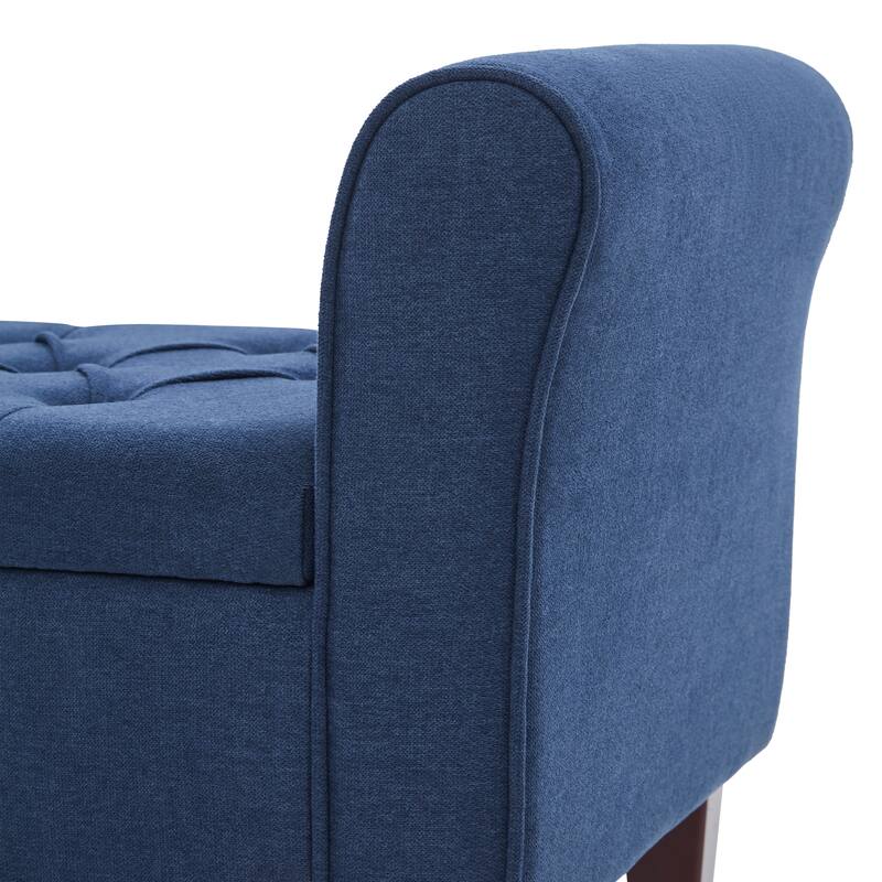 Upholstered Storage Bench Arm Bench Entryway Bench with Tufted Flip Top 50.4 Inches