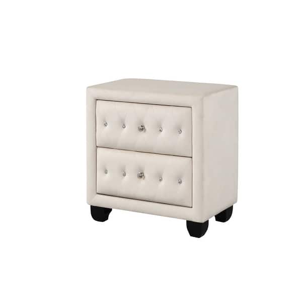 Sophia Crystal Tufted 2-Drawer Nightstand Made with Wood