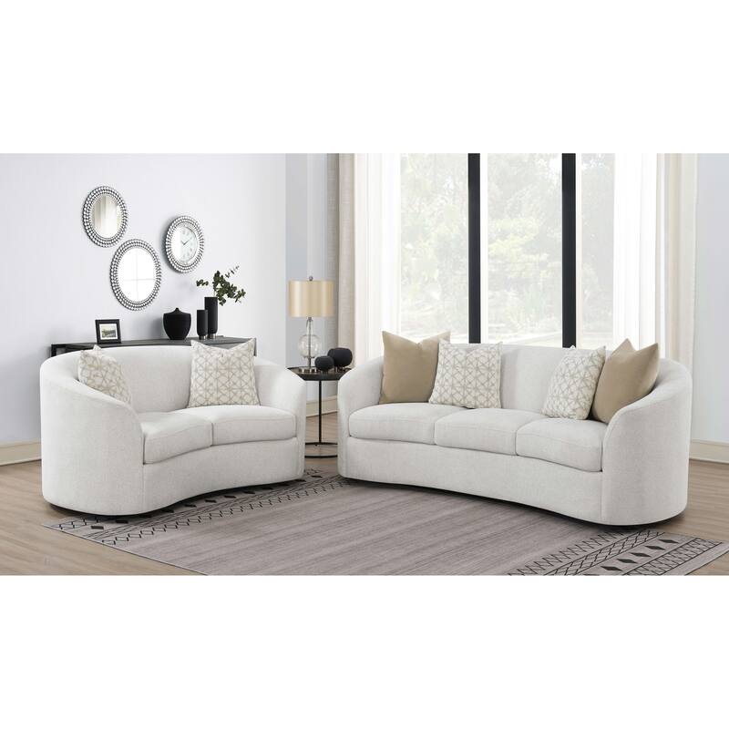 Rainn Boucle Upholstered Sloped Arm Sofa Set Latte - 2 Piece