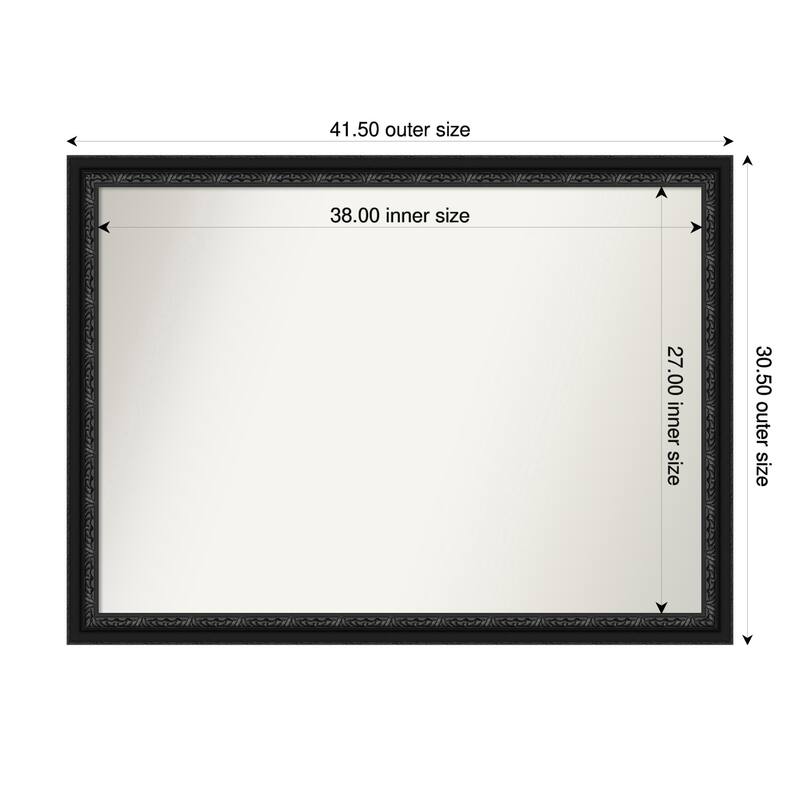 Downton Black Non-Beveled Wood Framed Bathroom Vanity Wall Mirror - Downton Black - 42 x 31 in