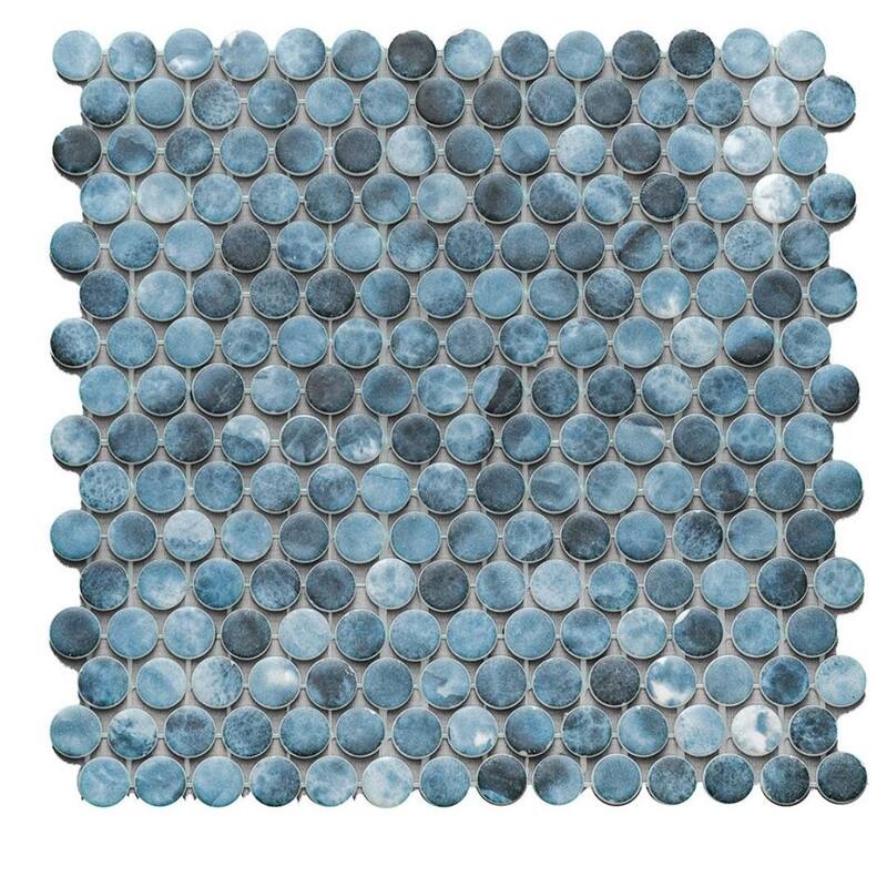 The Tile Life Eterna Penny 12x12 Round Glass Mosaic Floor, Wall & Backsplash Tile