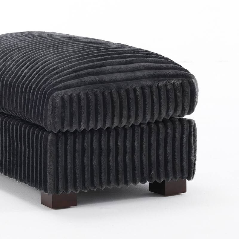 40" W Oversized Rectangle Plush Corduroy Ottoman