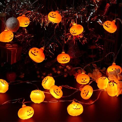 Halloween String Lights- 10Ft 20 Halloween Decoration Lights-2 Modes Steady/Flickering Lights-Spooky Halloween Lights