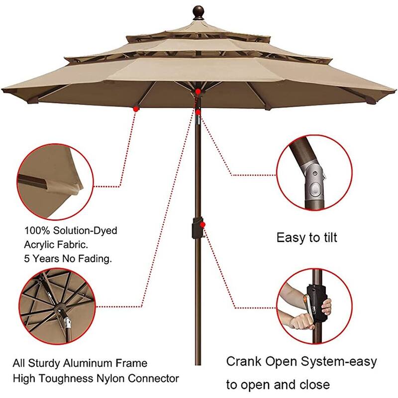 Tradesparker Multicolor Sunbrella 9ft/10x6.5ft Patio Market Outdoor Table Umbrella