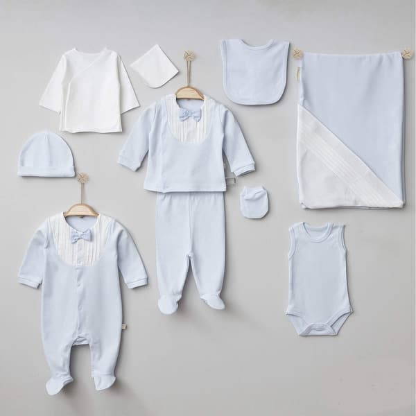 slide 2 of 3, Blue Newborn Homecoming Outfit - Baby Boy Hospital Exit Set - 10 Pcs