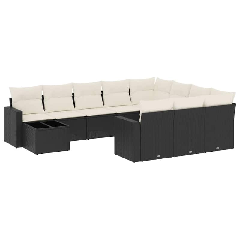 vidaXL Garden Sofa Set Black, Cream White - 21.7 x 21.7 x 14.6 in (W x L x H)