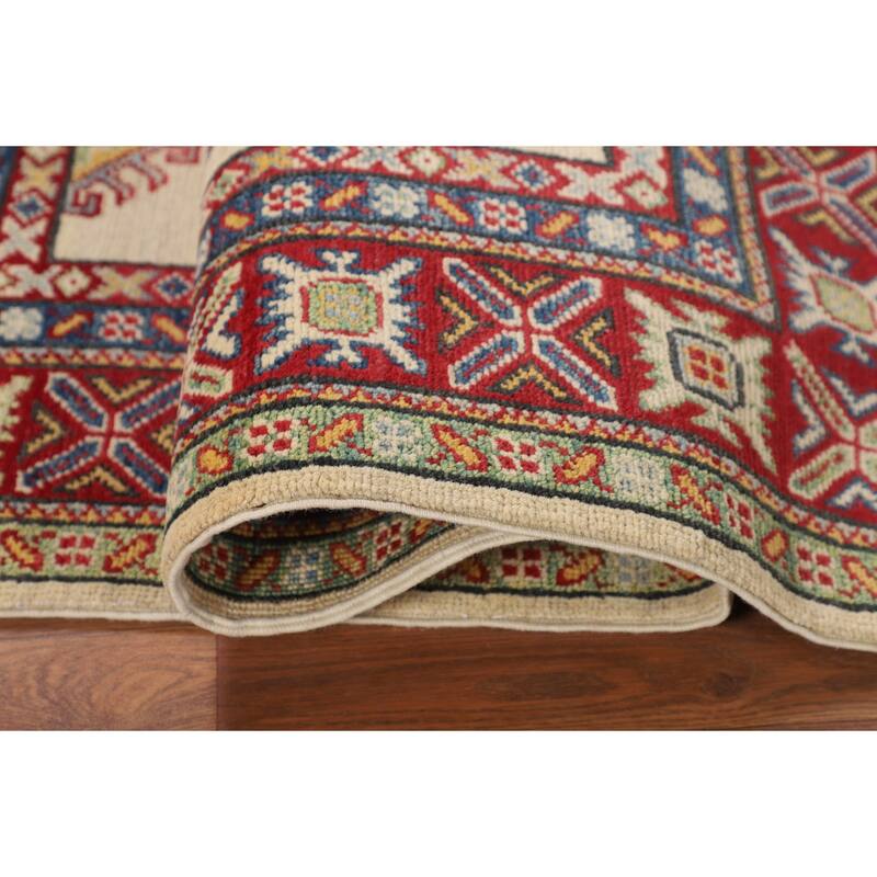 Kazak Foyer Rug Hand-Knotted Wool Carpet - 3'2" x 5'2"