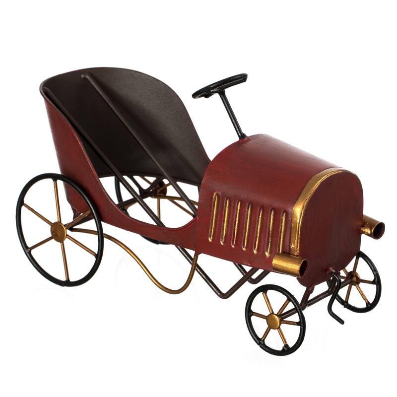 Metal Figurine Car Shaped Vintage Wine Single Bottle Holder Stand Rack