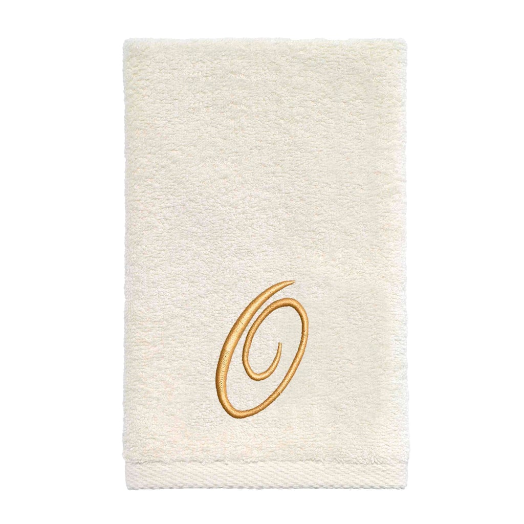 Avanti Linens Ivory/Gold Script Monogram Fingertip Towel Letter O - Fingertip Towel