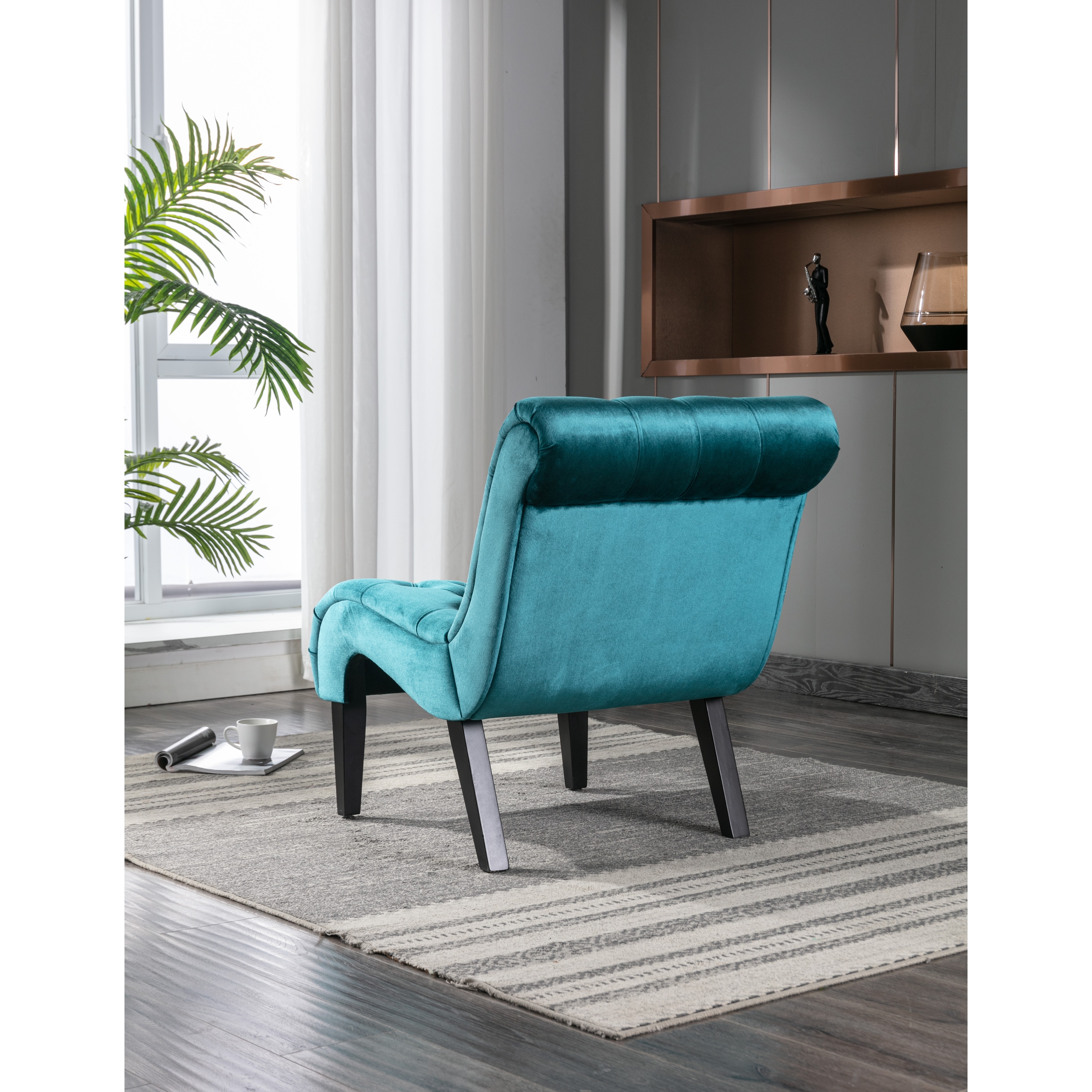 Teal Armless Chair Bed Armless Accent Chair, Fabric Living Room