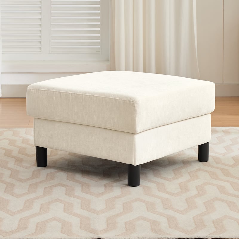 Chenille Upholstered Square Ottoman Footrest