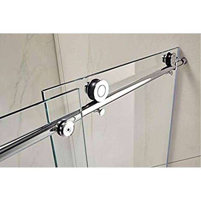 Vanity Art 60" W x 76" H Frameless Bypass Single Sliding Shower Door with Explosion-Proof Clear Glass - 76" H x 60" W