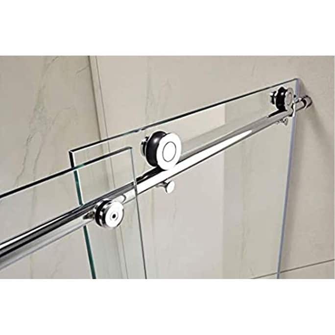 Vanity Art 56–60" W x 76" H Frameless Bypass Single Sliding Shower Door with Explosion-Proof Clear Glass - 76" H x 60" W