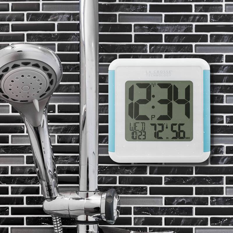 5.12" White and Blue Shower Cube Atomic Digital Wall Clock