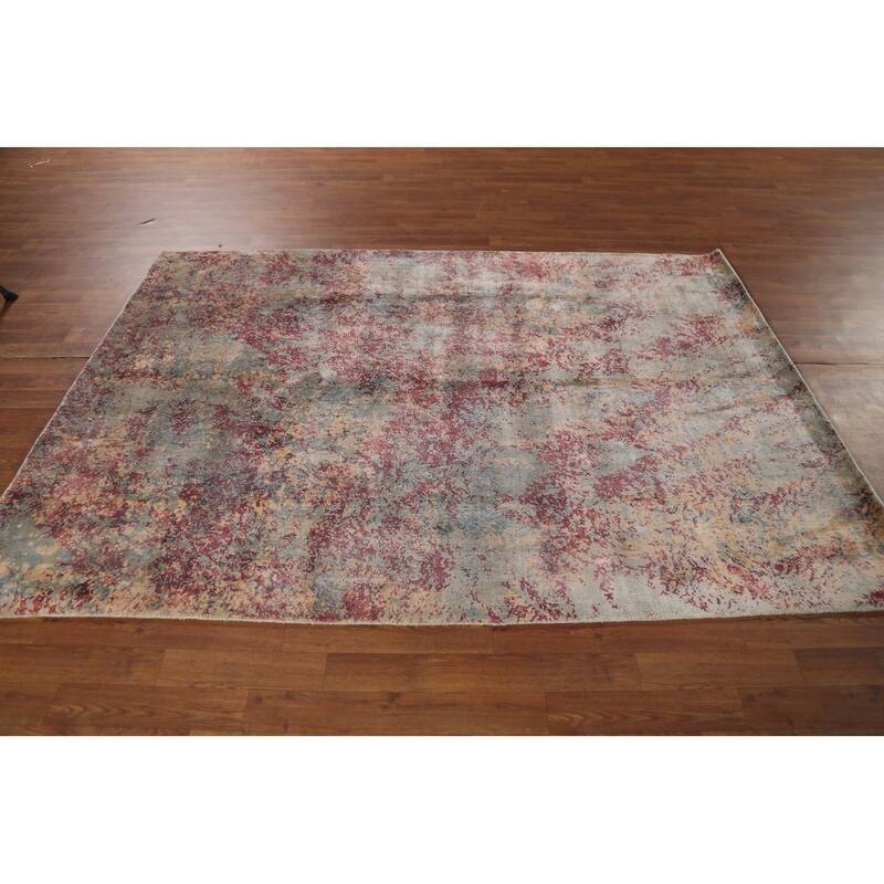 Abstract Indian Area Rug Handmade Multi-Color Wool Carpet - 5'4"x 7'6"