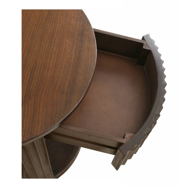 NPD Furniture Truro Fluted Nightstand with 1 Drawer and Open Shelf