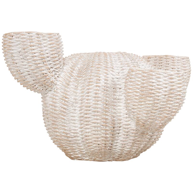 Cream Resin Wide Textured Cactus Indoor Outdoor Planter