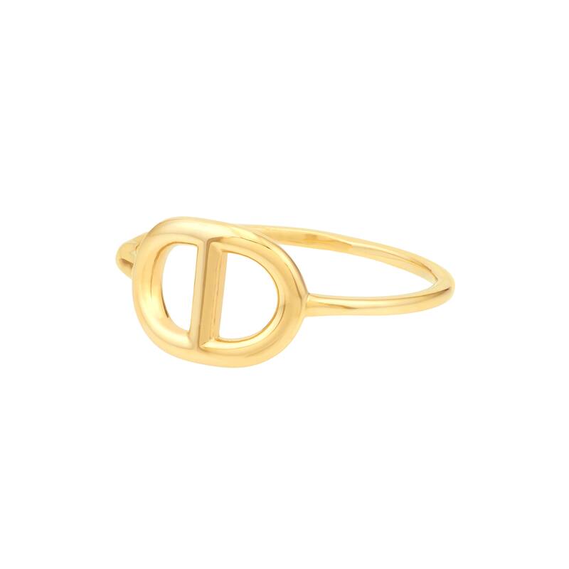 Curata 14K Yellow Gold Open Puffed Mariner Link Stackable Ring
