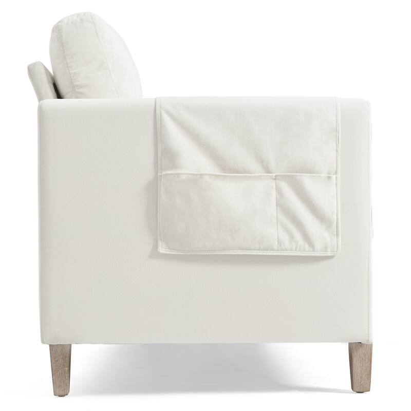 79.5" Velvet Solid Wood 3-Seater Sofa with Pocket Spring Seat, PP Foam Backrest, and Side Storage Pocket