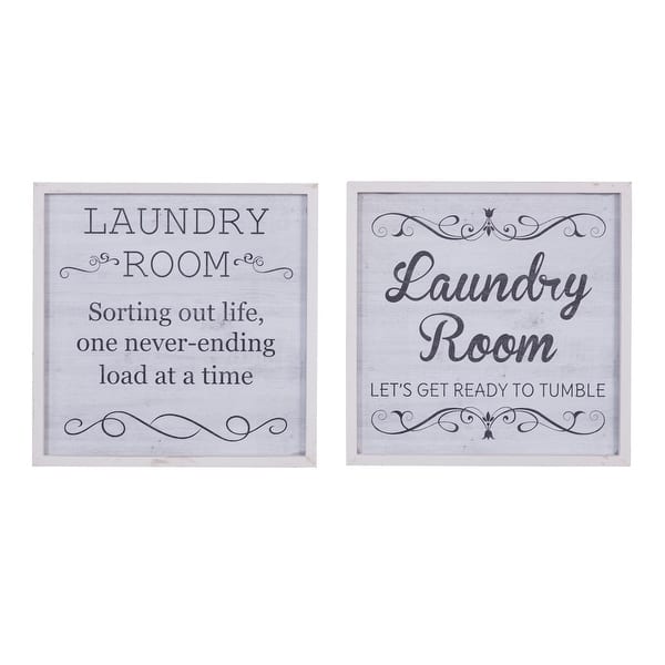 slide 2 of 7, White Wood Farmhouse Wall Decor Text (Set of 2)