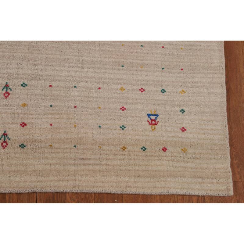 Tribal Gabbeh Indian Area Rug Hand-Knotted Modern Wool Carpet - 5'3"x 7'9"