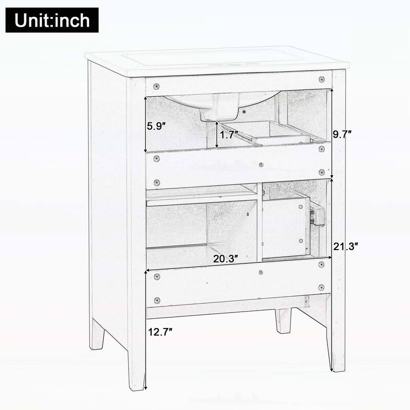 Freestanding Vanity Set with Storage,Adjustable Shelf
